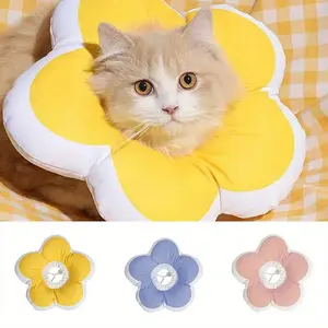 Adjustable Cat Elizabethan Collar Flower Printed Snug Fitting Soft Lightweight Waterproof Pet Protective Cone with Anti Chew Design and Adjustable Buckle for Post Surgery Recovery