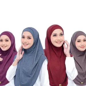 Women 2 piece with undercap Casual denim Solid Color Instant Hijab,Soft & Comfortable Breathable Design Daily Wear Lightweight Stretch Modal