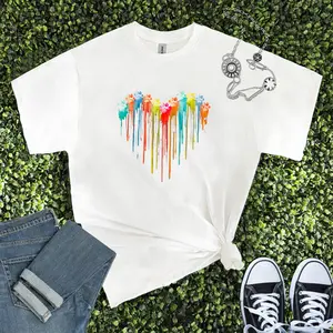 Colorful Hear With Paws Graphic T-Shirt / Hoodie / Sweatshirt Unisex Women Men