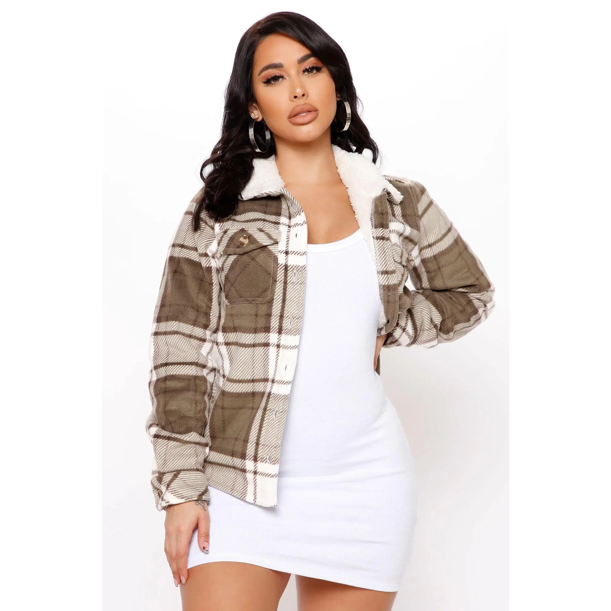 Cozy Days Plaid Shacket - Taupe/combo Cozy Days Plaid Shacket - Taupe/combo