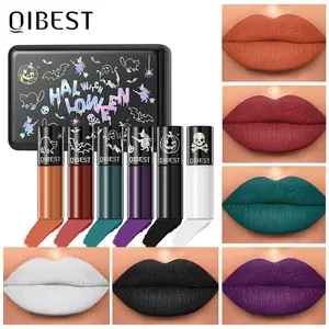 Qibest Halloween Magic Wizard Chrome Liquid Lipstick Set, Cosmetic, Makeup, Festive Decoration, Perfect for Theme Parties and Events, Matte Vampire Velvet Lips