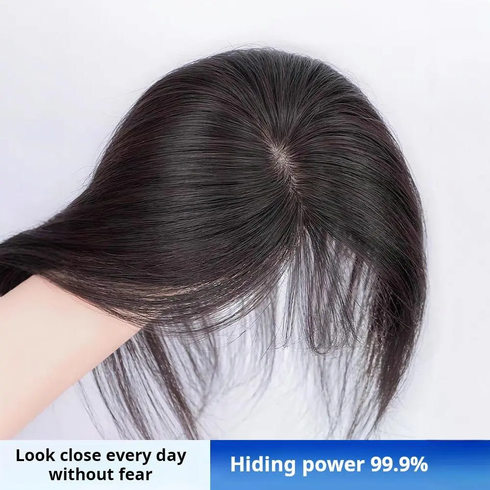 Full clip-in hairpiece for women, adds volume on top, covers gray hair, can part freely, natural hairline, real hair bangs hair topper tiktokshopspringglowup