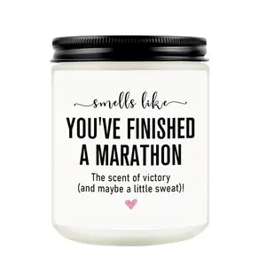 Funny Marathon Candle, Marathon Essentials, Gifts for Runners Women, Men, Marathon Runners Gifts, Half Marathon, Track and Field, Cross Country&Workout&Fitness&Gym Gift for Women, Lavender Scented, Scented Candles