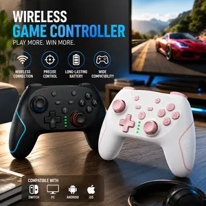 Single Wireless Controller for Switch Switch Lite OLED Switch 2, Compatible Gaming Controller with 2 Back Buttons, 3-Level TURBO Adjustable, Ergonomic Design for Comfortable Gaming, Available in Black or Pink, Perfect for Solo Play or Gift
