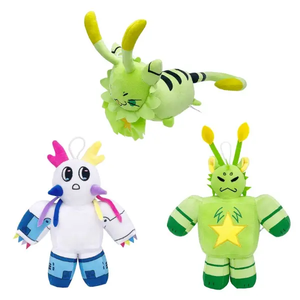 New Regretevator Gnarpy Soft Plush Robot Doll - Green/White Cat Stuffed Toy, Multi-Pose Play Game Peripheral, Kids' Birthday Gift, Unisex Plush Toys, Video Games