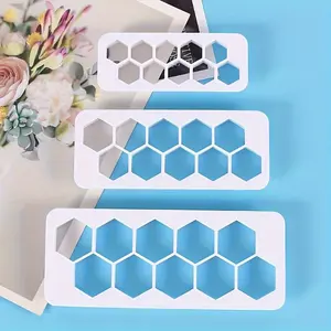 3pcs Hexagon Clay Mold Set with Football Pattern Cutter - Honeycomb Shapes in 3 Sizes, Craft Tools & Supplies