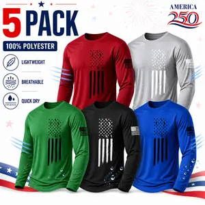 Men's 5-piece long sleeved T-shirtlightweight plain color lining Patriot Apparelmen's clothing suitable for gym sports wear,quick drying breathable fabric for daily casualwear, spring and autumn men's clothingAthletic Apparel Athletic Mesh