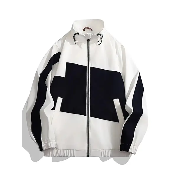 Manfinity EZcore Men Colorblock Drawstring Zipper Placket Long Sleeve Outdoor Windbreaker Jacket, Basic, Going Out, Boyfriend Gift, Fall