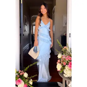 Inara Blue Ruffle Maxi Dress