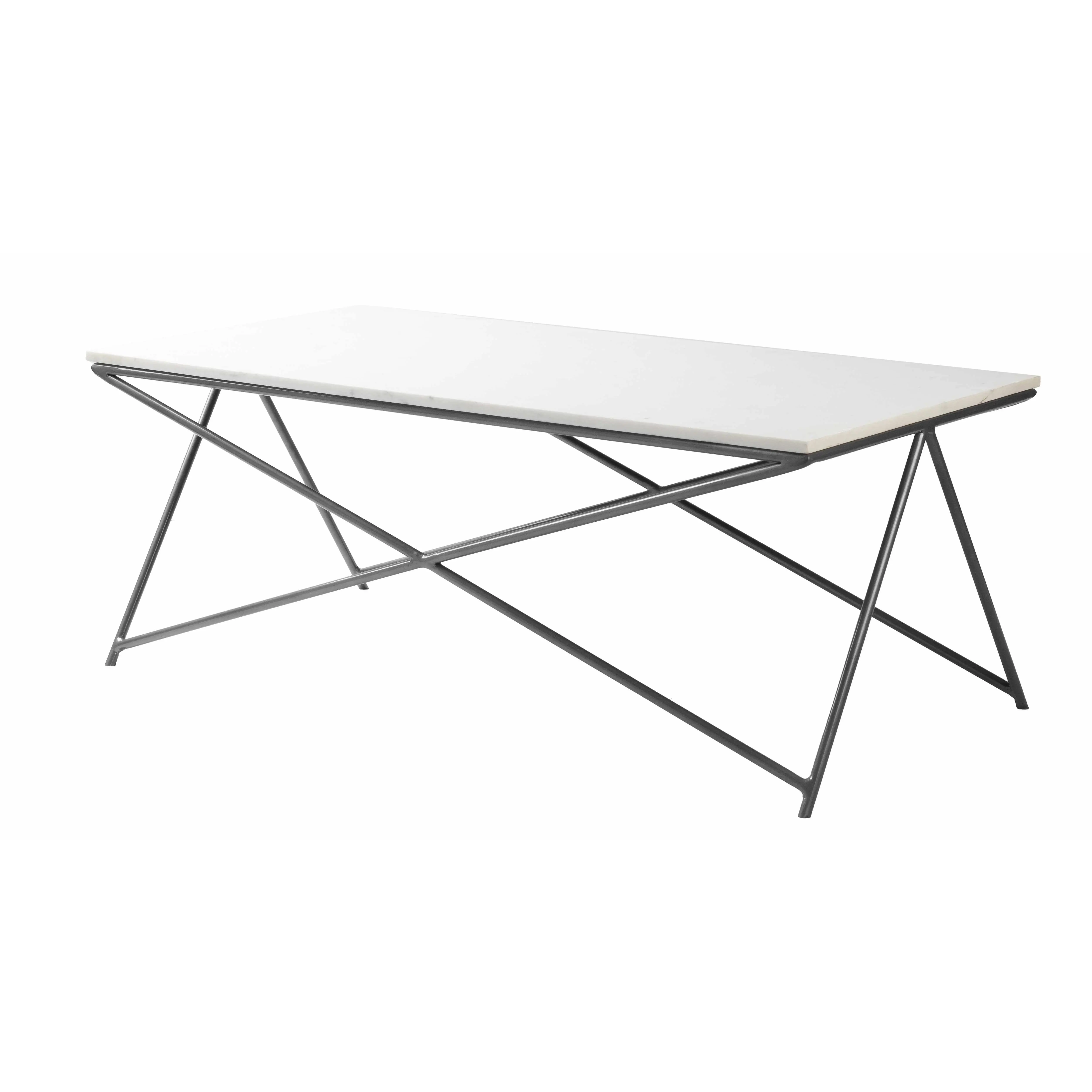 Wenzenbach Modern Marble Top Coffee Table - White Stone Surface, Clean Aesthetic, Flat Sides Contemporary Indoor Living Room Accent Furniture, Flat Sides Living Room Furniture
