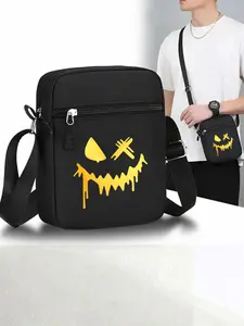 Smile Graphic Messenger Bag, Adjustable Street Fashion Crossbody Backpack, Ideal for Daily Wear and Gifts