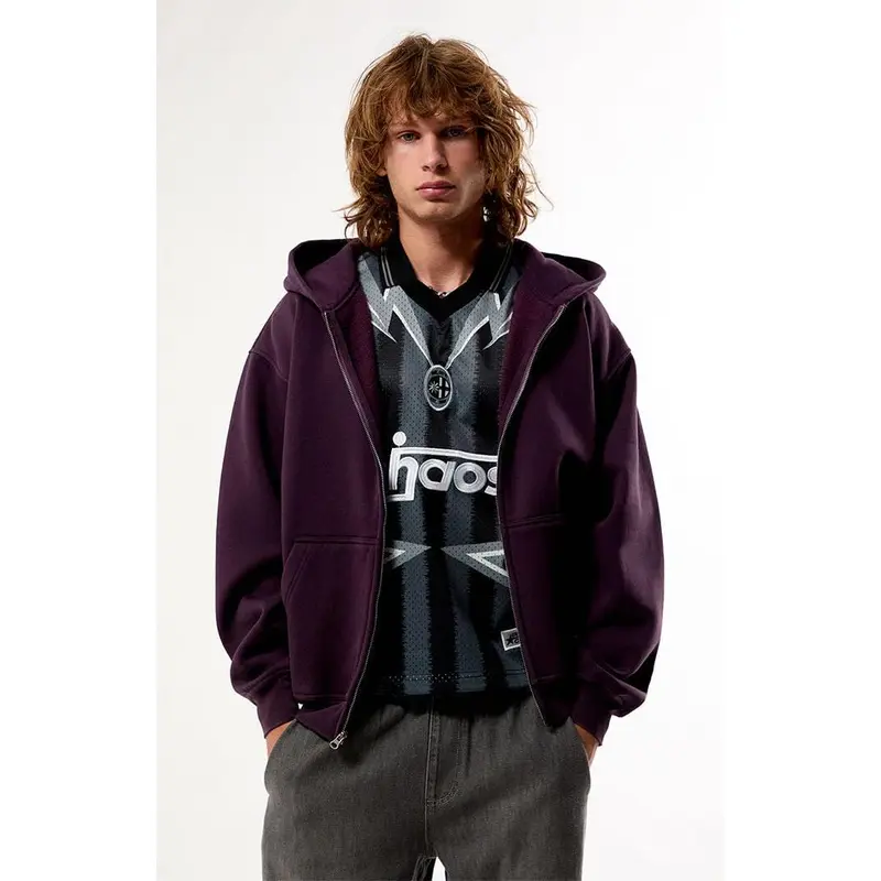 Pacsun Men's Purple Snow Wash Full Zip Hoodie