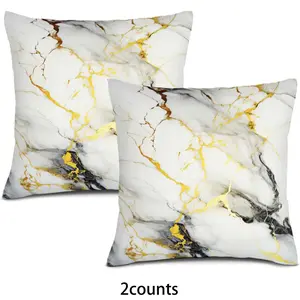Marble Pattern Cushion Cover, 2 Counts/set Square Throw Pillow Cover, Household Decoration Supplies for Home Living Room Sofa Hotel, [Pillow Core Not Included]