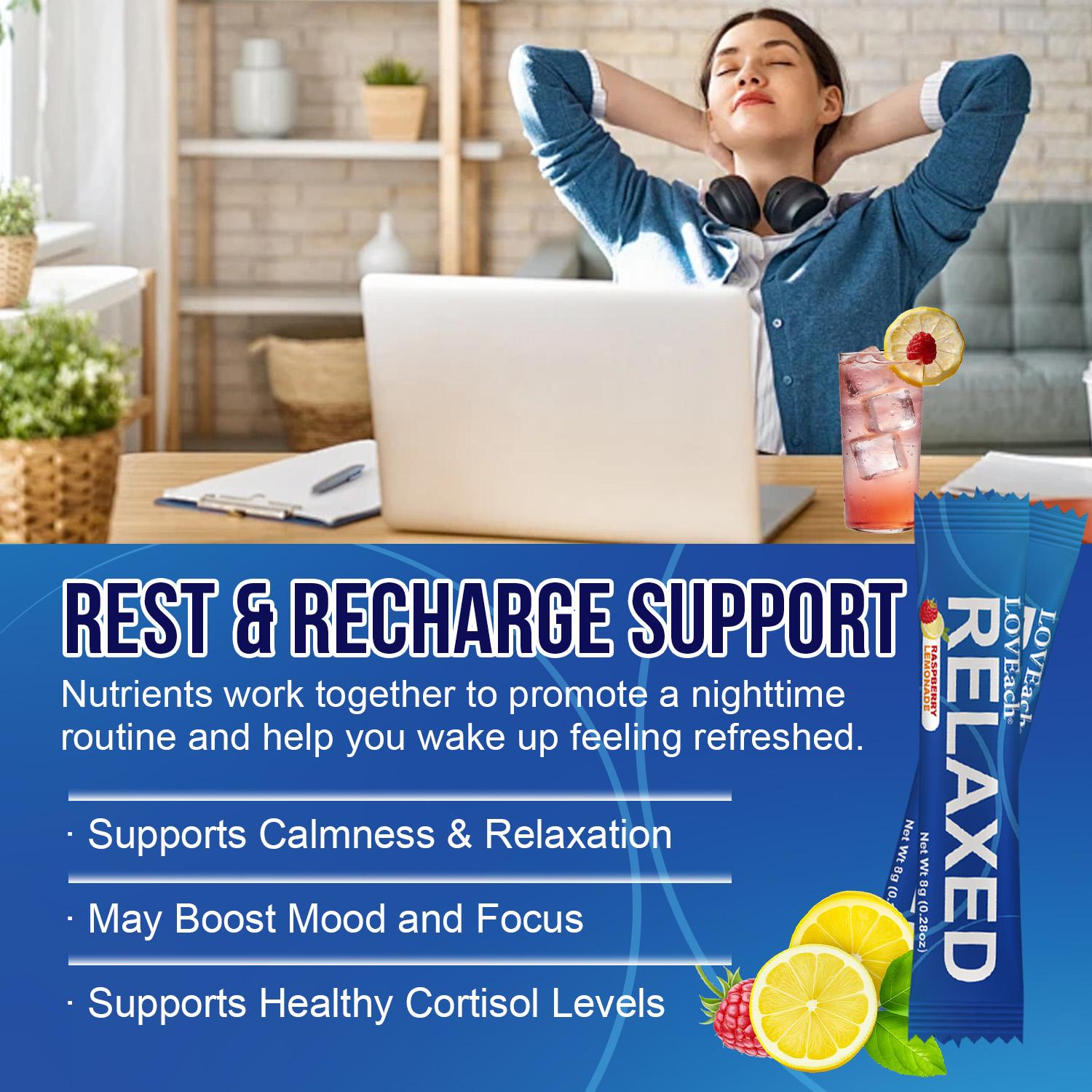 MagicRelaxed Calming Sparking Mix with 8-in-1 Magnesium complex KSM-66 Ashwagandha Saffron Vitamin D3 GABA & L-Theanine Supports Cortisol Balance Mood Sleep 30 Servings No Sugar Non GMO Raspberry Lemonade Flavor Free gift mixing spoon, Dietary, Natural, E
