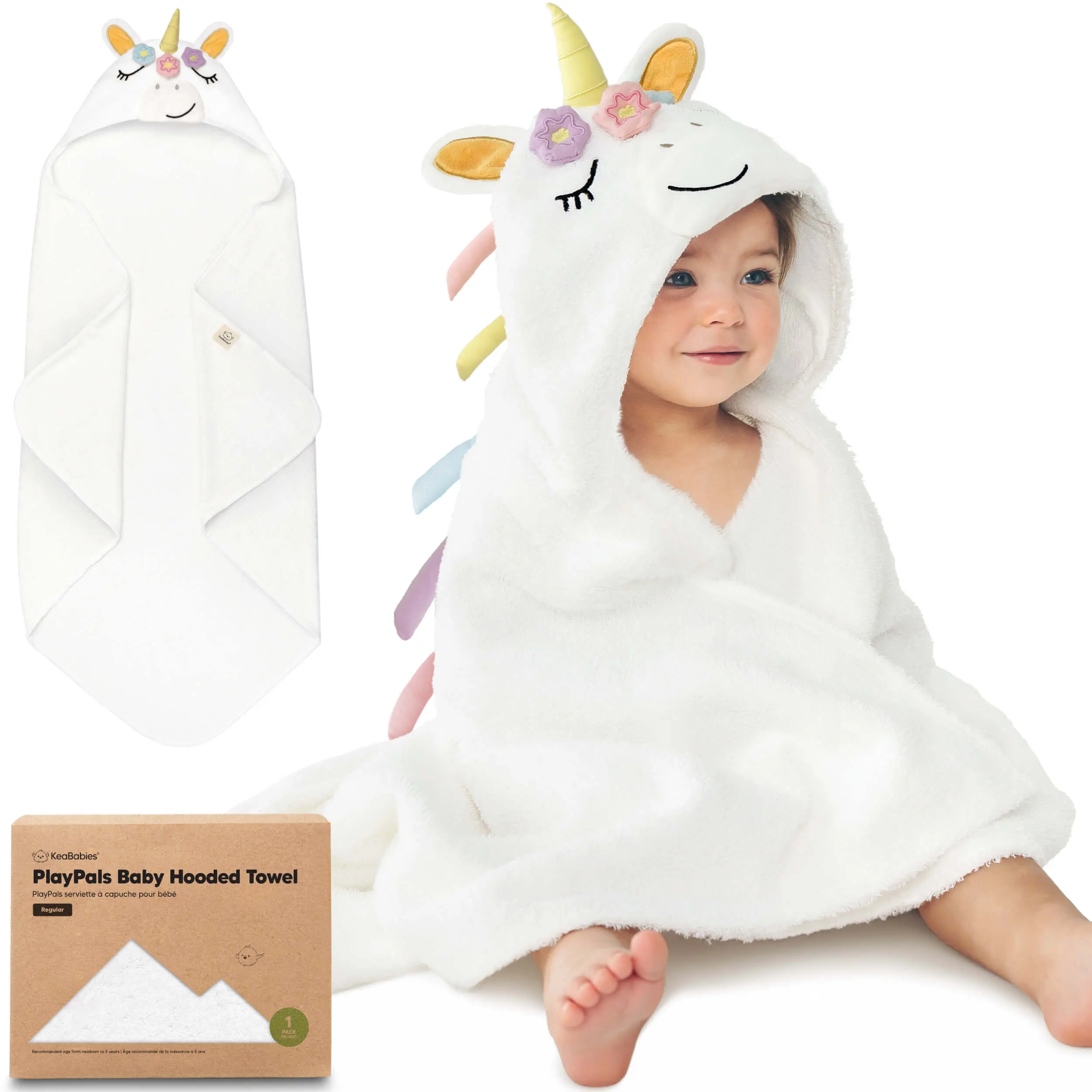 KeaBabies Organic Baby Towel with Hood for Girls, Boys - Soft, Absorbent, 100% Cotton Hooded Baby Towels for Newborns, Infants, Large Hooded Bath Towels for Babies, Kids, Toddler 1-3