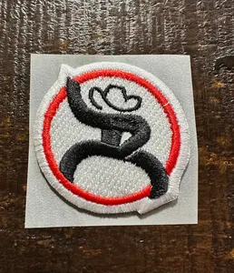Red and Black Cowboy Embroidered Hat Patch