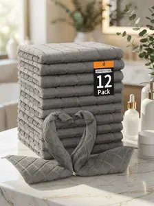 Unisex 12-Pack Ultra Soft Microfiber Face Towels - Quick-Dry, Makeup-Removing, Skin-Friendly Bathroom Washcloths