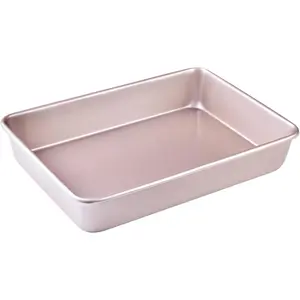 Nonstick 9 x 13 Inch Rectangle Cake Pan Deep Dish Loaf Pan for Baking Roasting Bread Jelly Roll Pizzas Pastries (Champagne Gold)