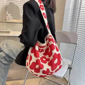 Women's Crochet Tote Bags Large Crochet Bag Tote bag Knit Bag  Cute Casual Shoulder Handbags