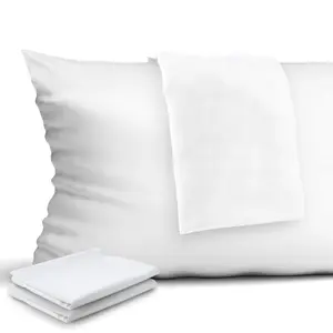 4-Pack 400 Thread Count 100% Cotton Zippered Pillow Covers White