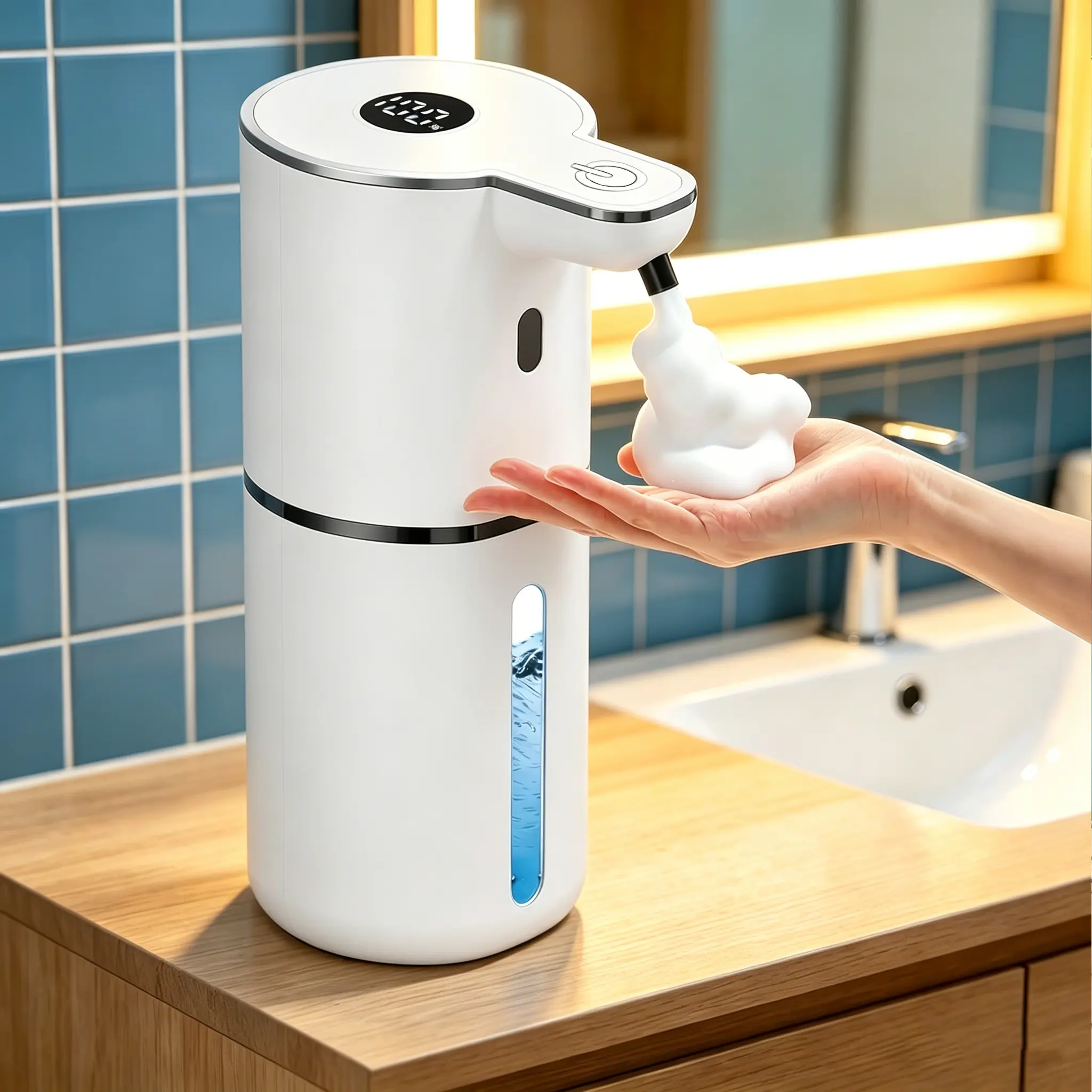 Automatic Soap Dispenser, 12oz Touchless Foaming Soap Dispenser, USB Rechargeable, 4 Adjustable Levels, Waterproof, Kitchen Gadgets, Home Essentials Hand Wall, Bathroom soap dispenser Restroom Available in black and white