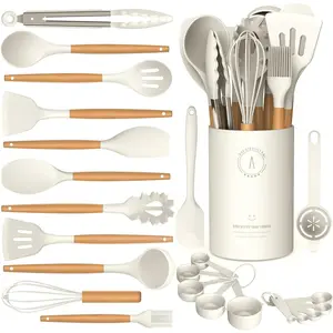 Silicone Cooking Utensils Set, Silicone Utensils for Cooking, 446 °   Heat Resistant Kitchen Utensil Silicone Spatula Sets, Kitchen Gadgets for Non-Stick Cookware BPA FREE (Cream White)