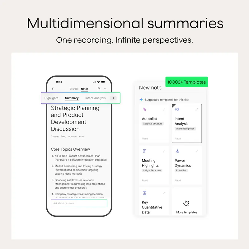 Plaud Note Smart Voice Recorder - One-Press Recording & Playback, 0.117-Inch Slim, 64GB, Voice Changer Translator, Black MagSafe Case - Audio 6
