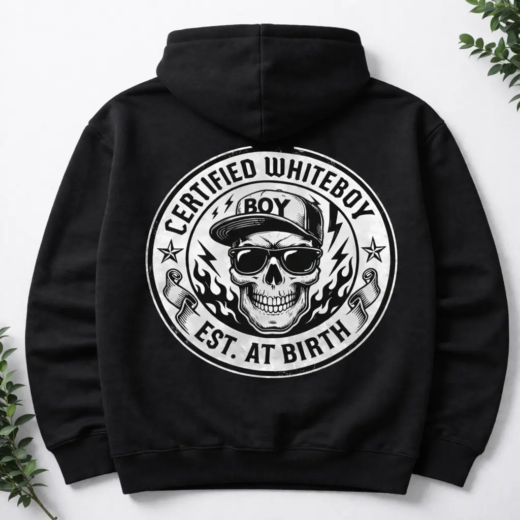 VibeVogue Finds  Certified Whiteboy Graphic Shirt for Men, American Streetwear Sweatshirt, Black Fashion Pullover Hoodie, Unisex Sweater Tee