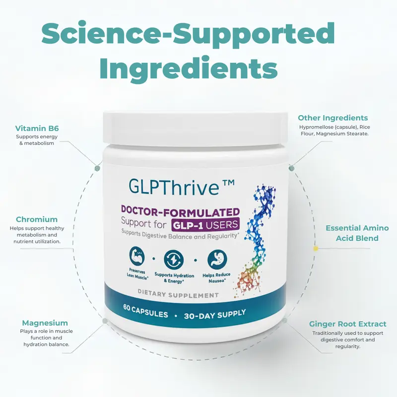 GLPthrive Daily Nutrition & Energy Support - Doctor-Formulated Supplement for Hydration & Vitality - 60 Capsules 30-Day Supply