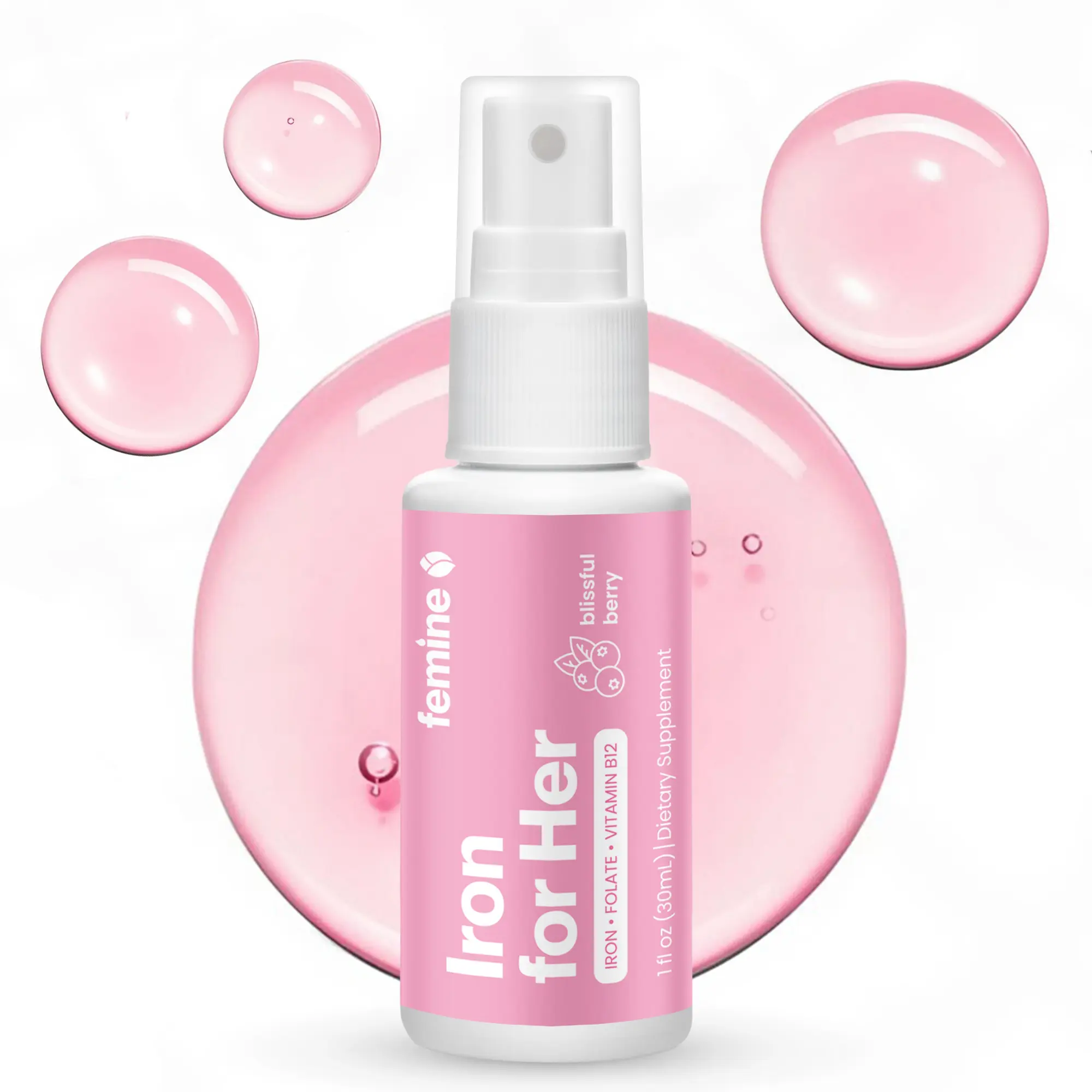 Iron for Her Spray for Women | 12mg Fast-Absorbing Iron Supplement + B12 + Folate for Energy & Healthy Iron Levels | 30mL