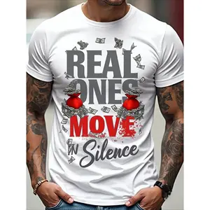 Real Ones In Silence T-Shirt |     Graphic Tee With Money Design, Inspiring Quote, Comfortable Fit For Men, Crew Neck Style, Extremely Soft, Breathable, Moisture-Wicking, Casual Summer Shirt, Essential Fashion Tee
