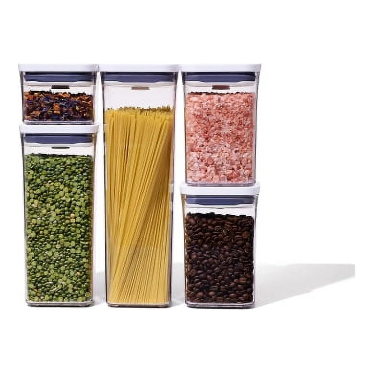 Airtight POP Container Set, 5-Piece Kitchen Utensils Storage Containers with Sealed Lids for Line Organization
