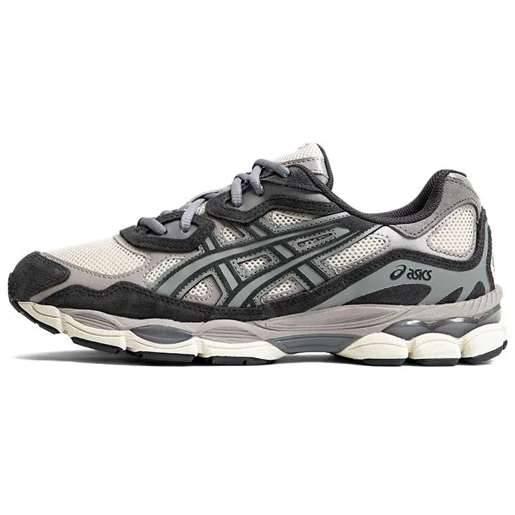 NYC Style Chunky Sneakers in Oatmeal Obsidian Grey, Retro-Inspired Lifestyle Shoes with Mesh Uppers for Casual Wear