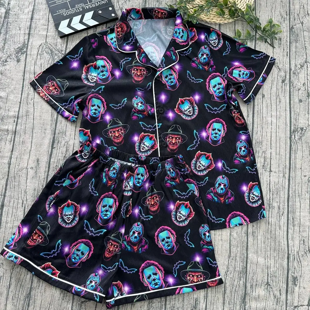 Horror Movie Halloween Pajamas Set Shirt Gift Comfortable Party Nightwear