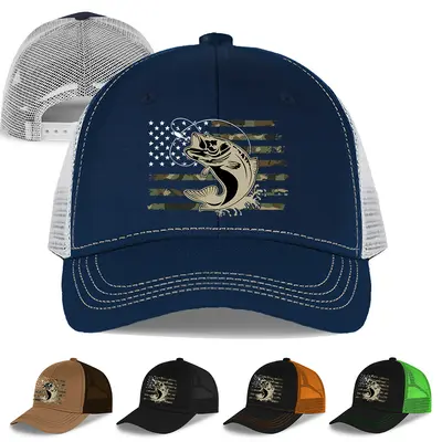 Custom Fish Hook Mesh Trucker Hat - Personalized Fishing Dad Cap Gift For Men