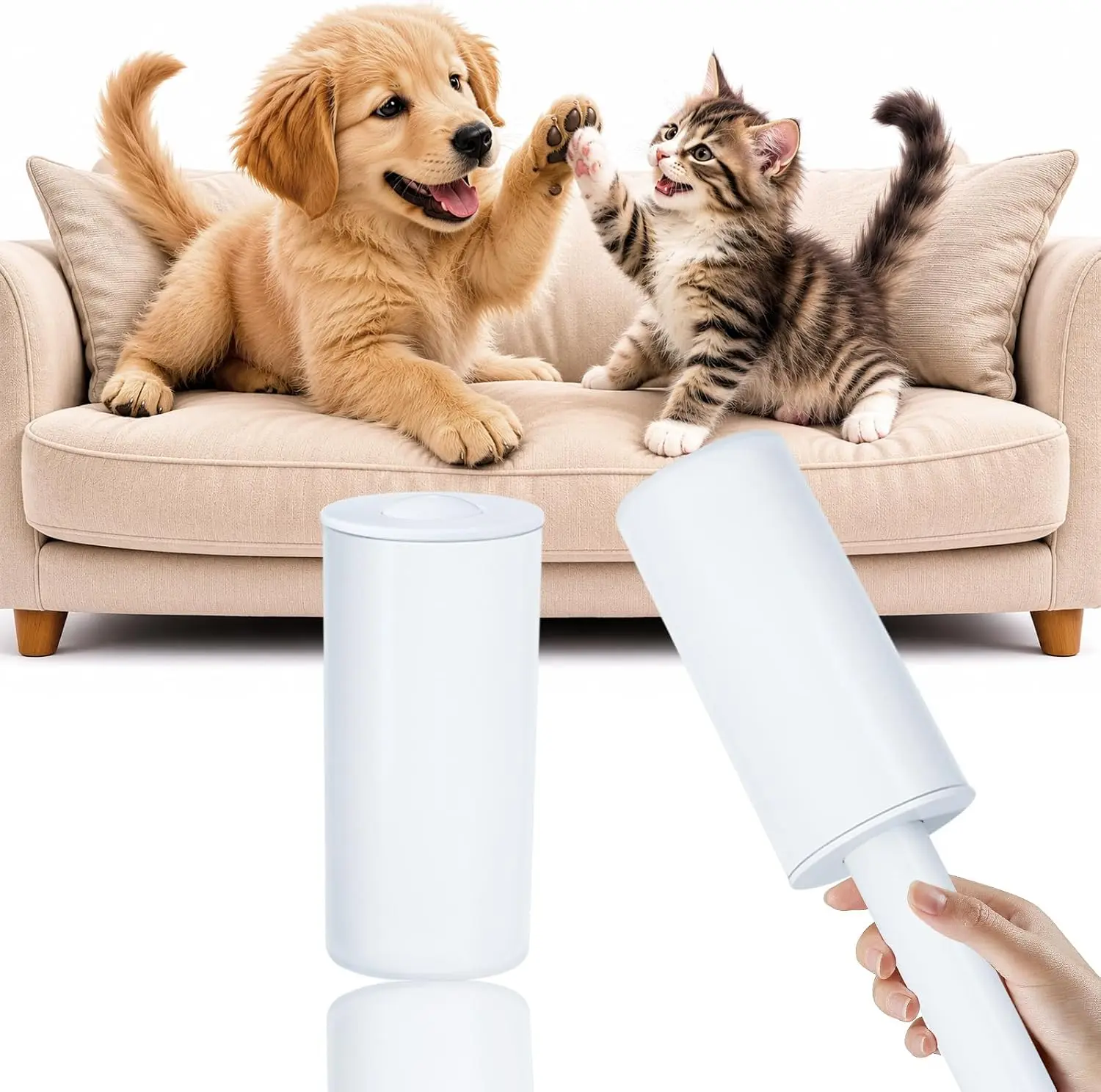 Extra Sticky Lint Roller for Pet Hair, Multi-Surface Cleaner for Clothes, Couch, Carpet & Car Seat, Dog & Cat Fur Remover with Ergonomic Handle