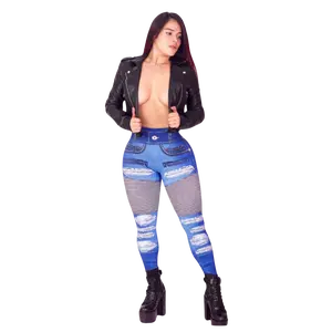 Striped Distressed Denim Leggings - One Size (Fits 0-12 US)