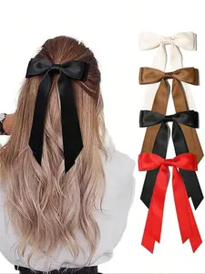 Women's Ballet Style Bow Hair Clips, Elegant Sweet Butterfly Knot Hair Accessories, 4pcs/2pcs, All Seasons, Plain Pattern