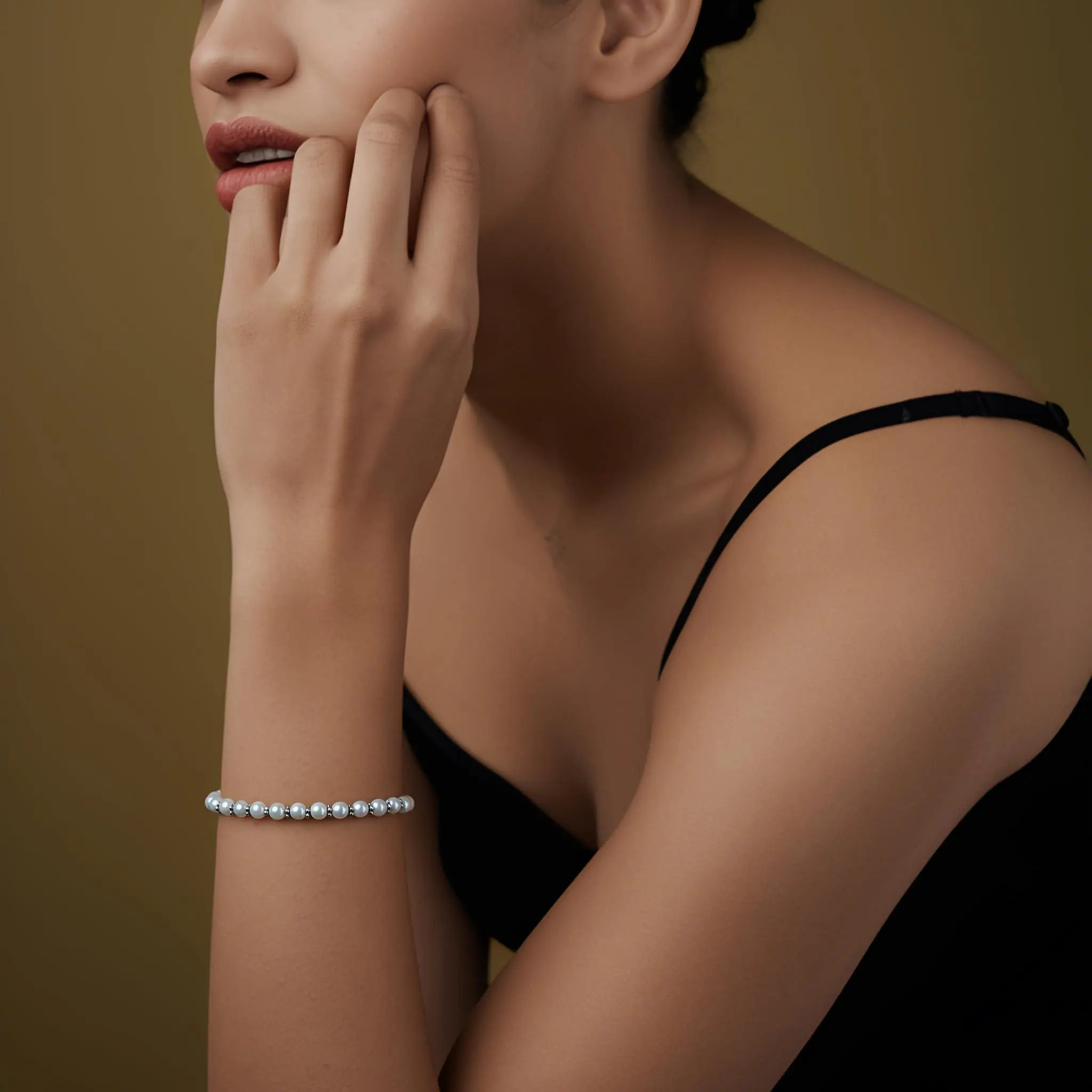 LeCalla 925 Sterling Silver Pearl Bracelet for Women | Pearl Beaded Bracelet with Adjustable Lobster Clasp | Classic Pearl Jewelry Gifts for Women 7.5 Inches