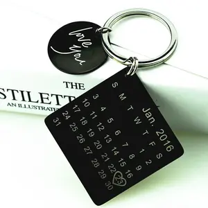 [Engraving(Y3)]DIY Custom Engraving Date Keychain Lovers Keychain Calendar Birthday Valentine's day Anniversary Creative Gifts