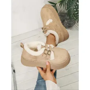 Women's Fleece Lined Thick Sole Casual Shoes, Warm Low Top Comfortable Fashion Cute Style, Plush Decor Fall Winter New Arrival