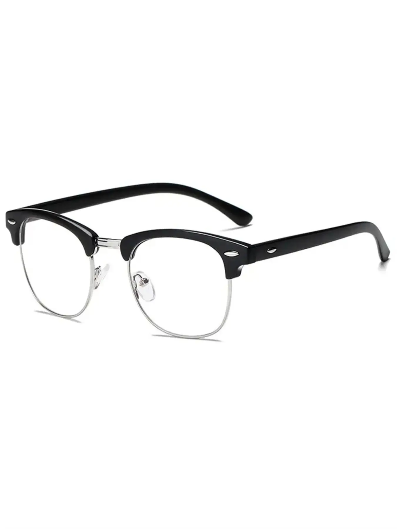 Anti-blue Light Semi-frame Eyeglasses for Women & Men, Trendy Frames Glasses Daily Clothing Decor, 2025 Women & Men Glasses Fall, Black Half-frame