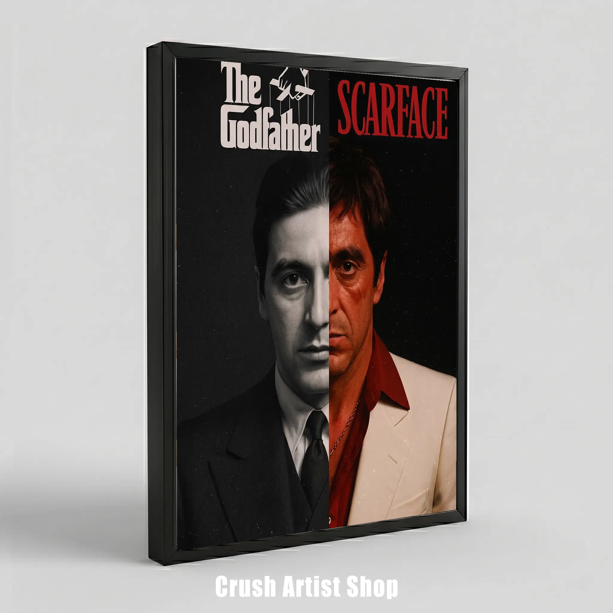 Pacino Classic Role Framed Canvas Poster - Michael Corleone/Tony Montana Godfather Scarface Movie Art, Home Wall Decor for Office, Bedroom