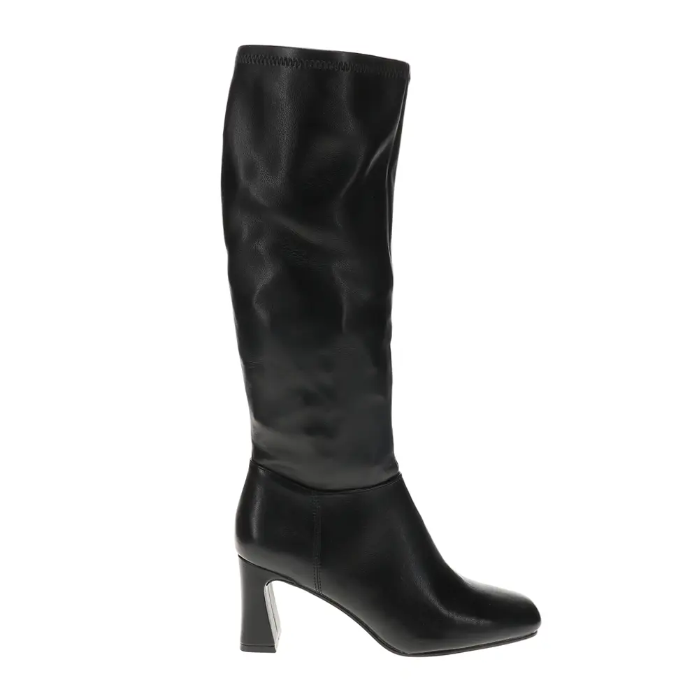 Steve Madden Womens Hunny Square Toe Zippered Casual Boots Knee High Mid Heel 2-3" - Black