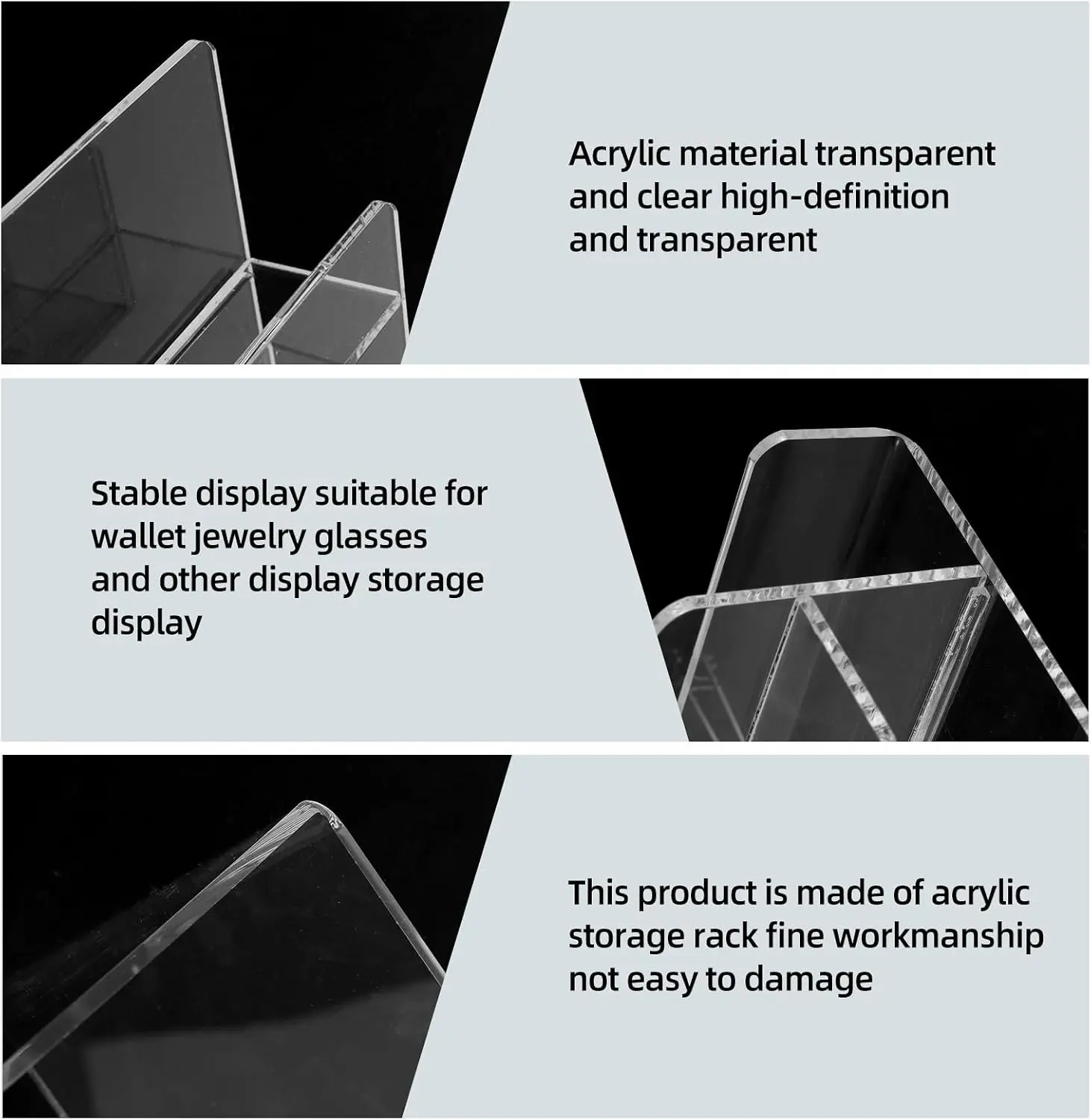 Acrylic Wallet Display Stand Purse Handbag Organizer, Clear Jewelry Riser Display Stand Purse Display Rack, Acrylic Display Shelf for Cosmetic Perfume Jewelry Sunglasses Handbag (4 Tier)
