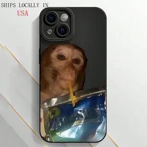 1pc Monkey Beverage Trendy Brand Pattern All-Inclusive Lens Tpu Mobile Phone Protective Case Suitable for Iphone16 15 14 13 12 11 Pro Max Xs Xr 7 8Plus Screen Protector Cover caprisun phone case monkey iphone case
