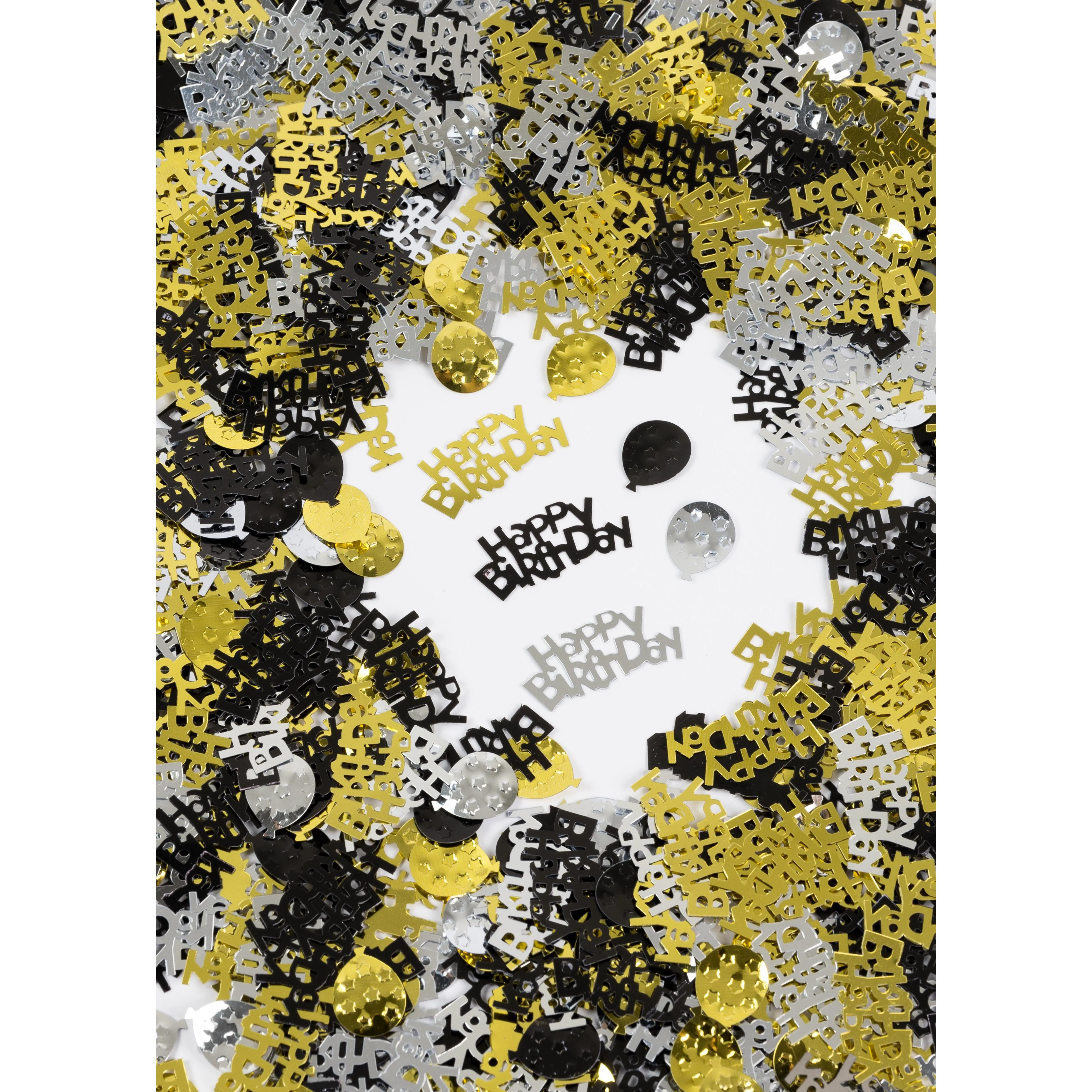 Happy Birthday Confetti - Black & Gold – Bulk 1 lb Bag (8,250+ Pieces) Party & Event Decor