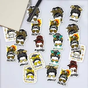 Stickers Pack 20 Pcs Momlife Bike Vinyl Sunflowers Laptop Messy Water Bun Car Waterproof Luggage Bottle Guitar Bumper Colorful Aesthetic Skateboard