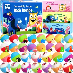 30-Pack Kids Bath Bombs with Animal Surprise Toys |   Sea, Land & Sky Creatures Inside |   Natural Organic Fizzy Bubble Bath |   Gift Set for Girls & Boys |   Christmas Stocking Stuffers