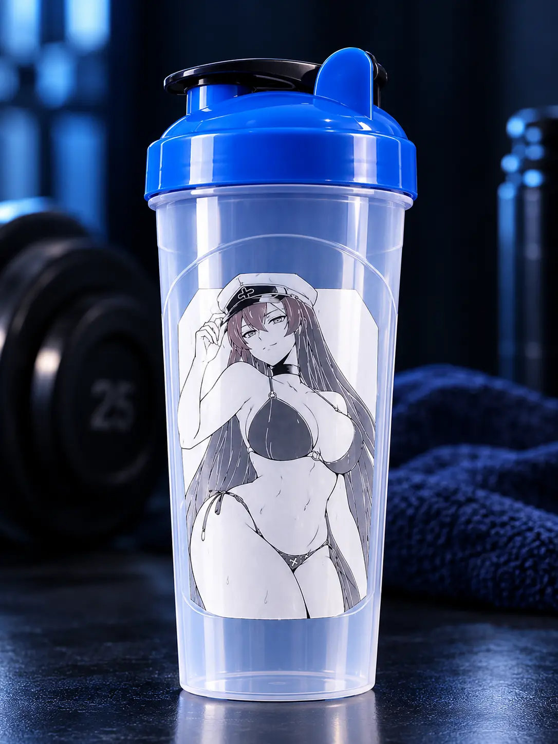 Anime Character Esdeath Shaker Bottle and Clear Body for Smoothies and Protein Drinks